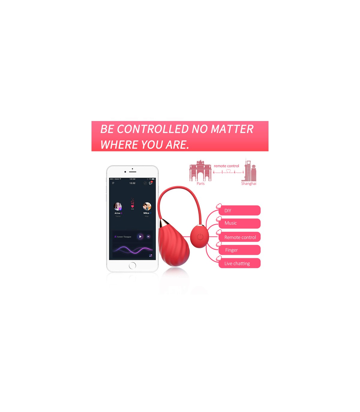 MAGIC MOTION HUEVO VIBRADOR MAGIC SUNDAE ROJO APP