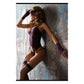 BODY CON TANGA, ANTIFAZ Y GUANTES NEGRO-MORADO XXL